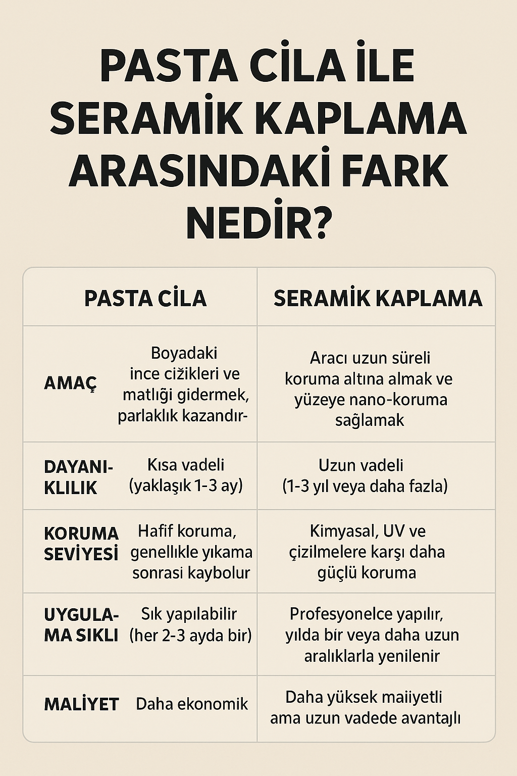 Seramik Kaplama, pasta cila, seramik kaplama ile pasta cila arasındaki fark nedir, cilax oto kuaför